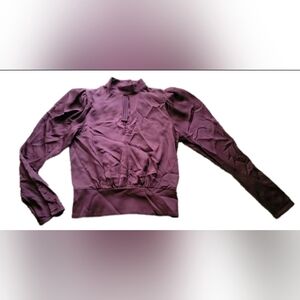Frame Denim Women's Deep Purple Long Sleeve Blouse Top Key Hole Size XS